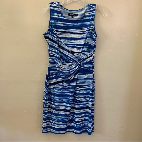 Ellen Tracy Dresses & Skirts - Ellen Tracy Dress Blue Watercolor Stretchy Sleeveless MIDI Modest Sleeveless 4